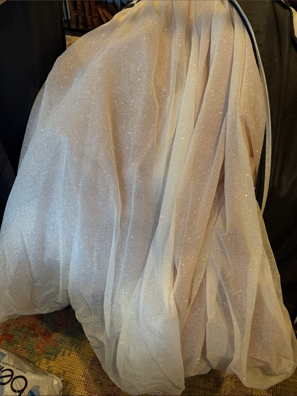 Strapless Glitter Tulle Ball Gown in Blush - Picture 6 of 7